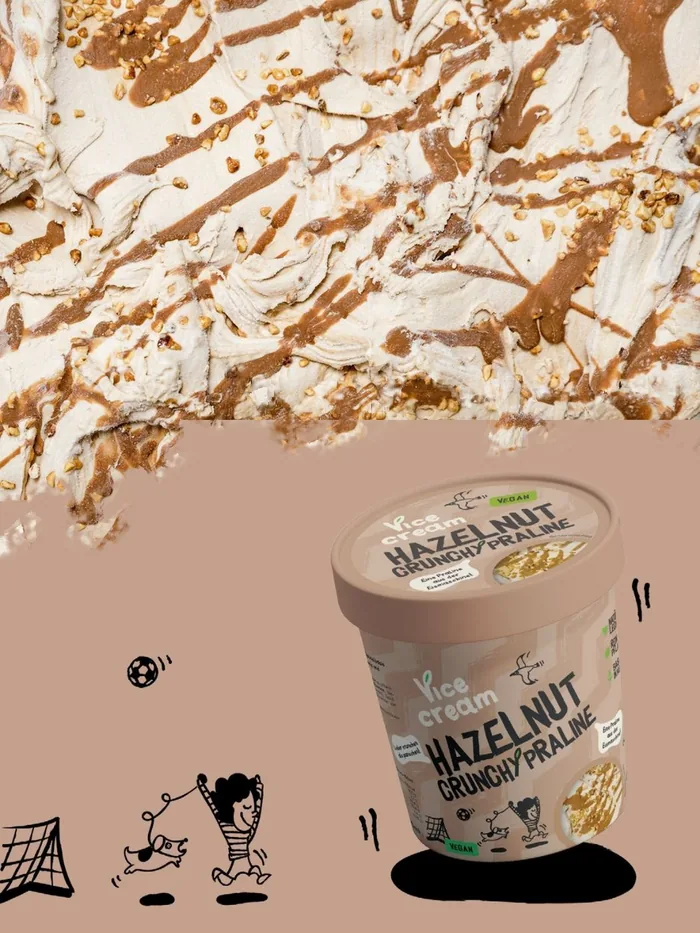 Hazelnut Crunchy Praline — Eistextur und Becher